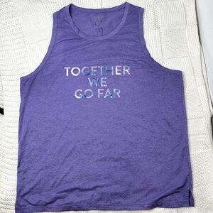 Peloton Agility Racer Tank Top Women Large Purple Together We Go Far T Shirt EUC